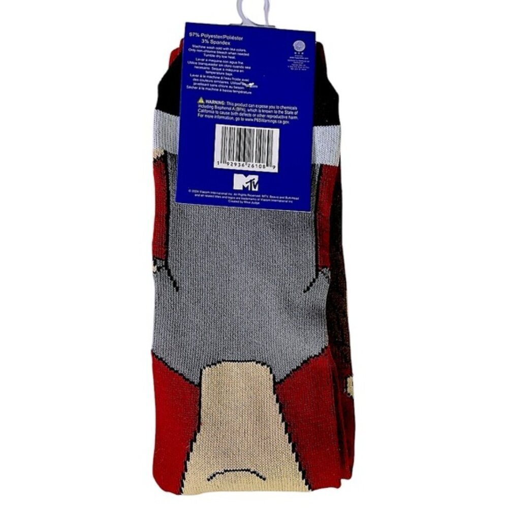 Beavis and Butt-Head Crew Socks Novelty Fun One Size Adult Unisex Red Men’s 6-12 - Picture 3 of 16